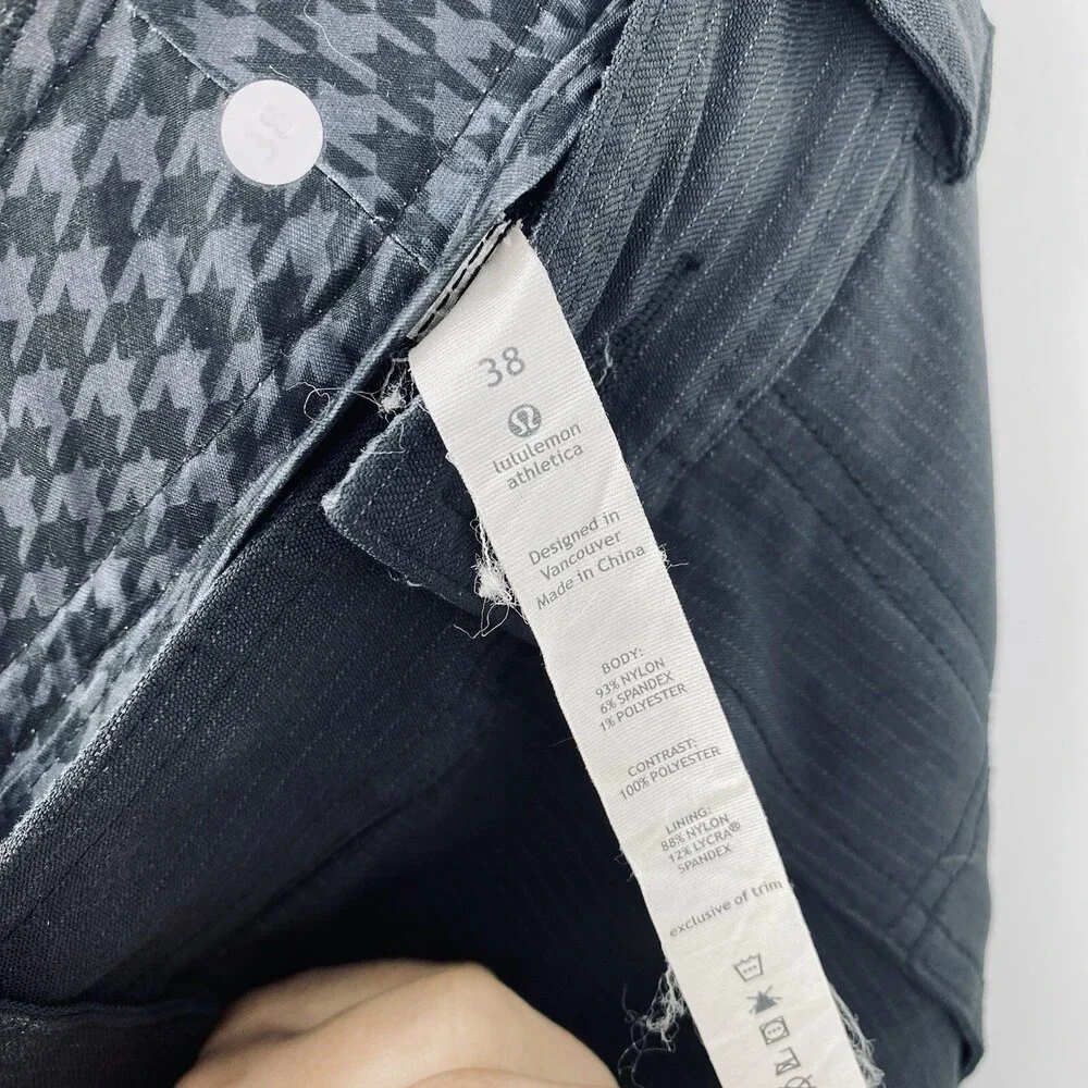 Lululemon Mens Pants Size 38 Black Houndstooth Active Work Pants Softshell